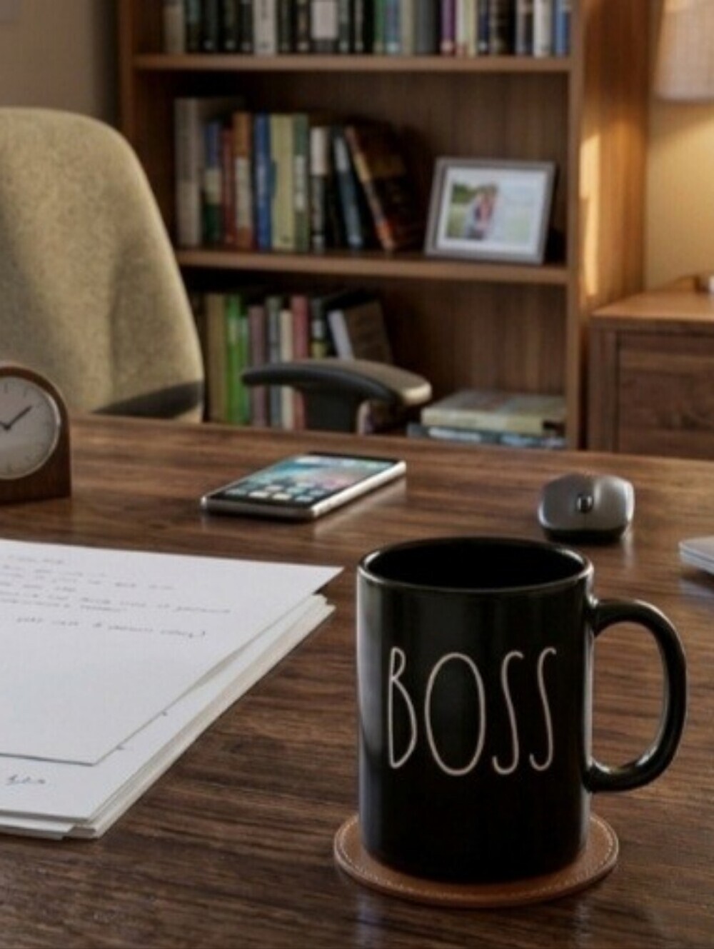 Rae Dunn Black BOSS Coffee Tea Mug Magenta Farmhouse
